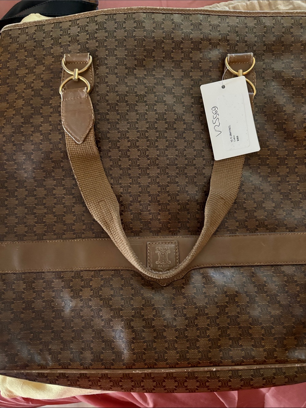 Celine Brown Monogram Travel Tote with Gold Hardware